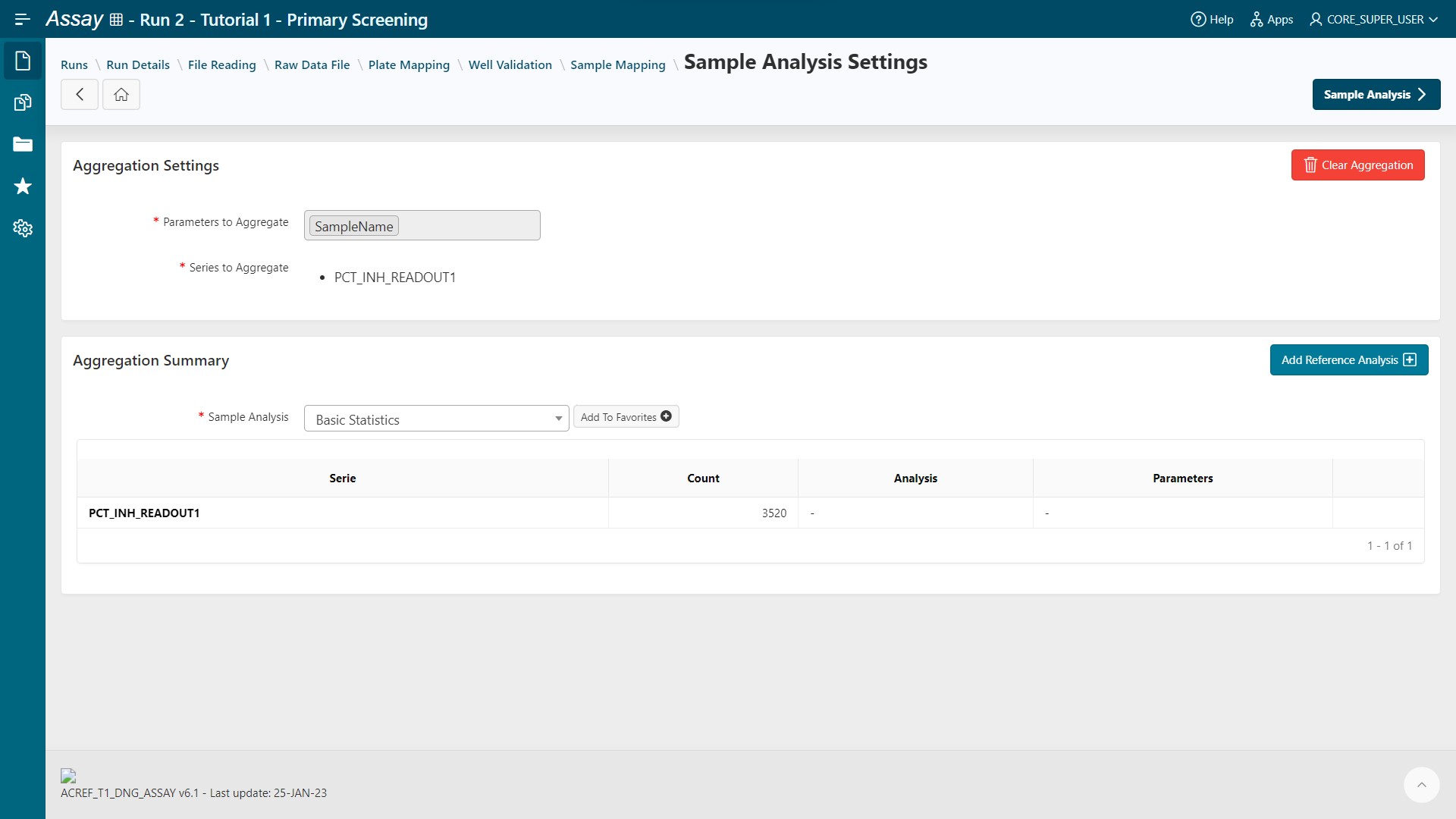 Sample Analysis Setting step: Aggregation Analysis
